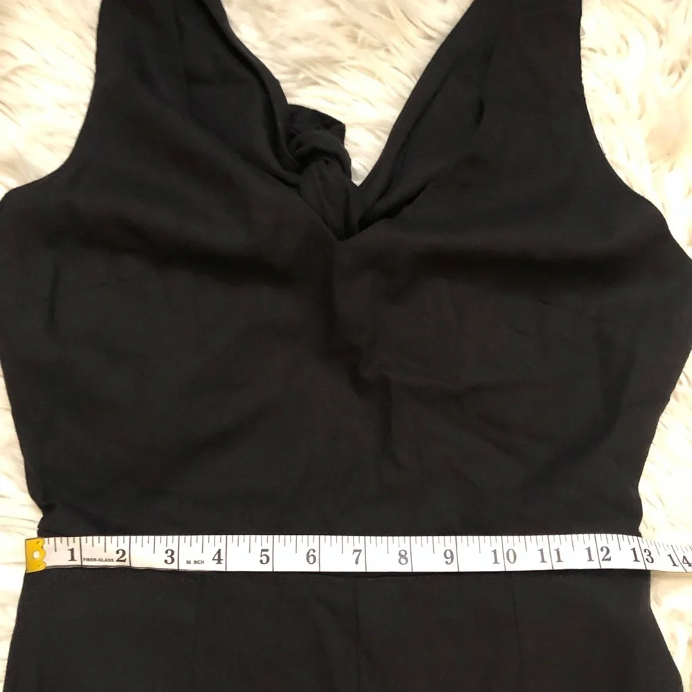 Leith Linen Blend Cut Out Tie Back Wide Leg Sleeveless Black Jumpsuit size S
